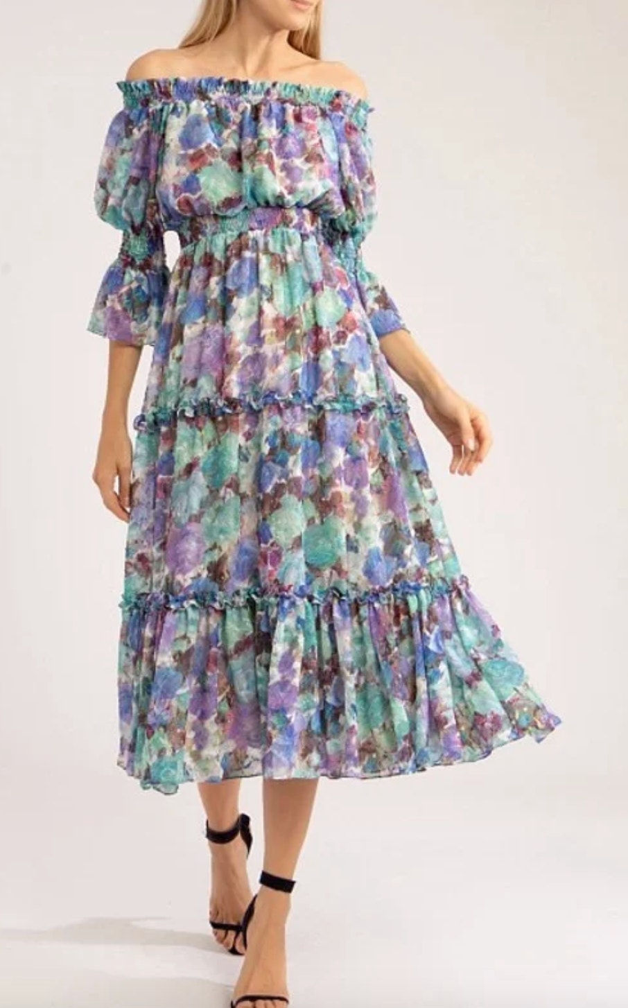Patbo Blossom Off The Shoulder Dress Violet Womens Small New With Tags